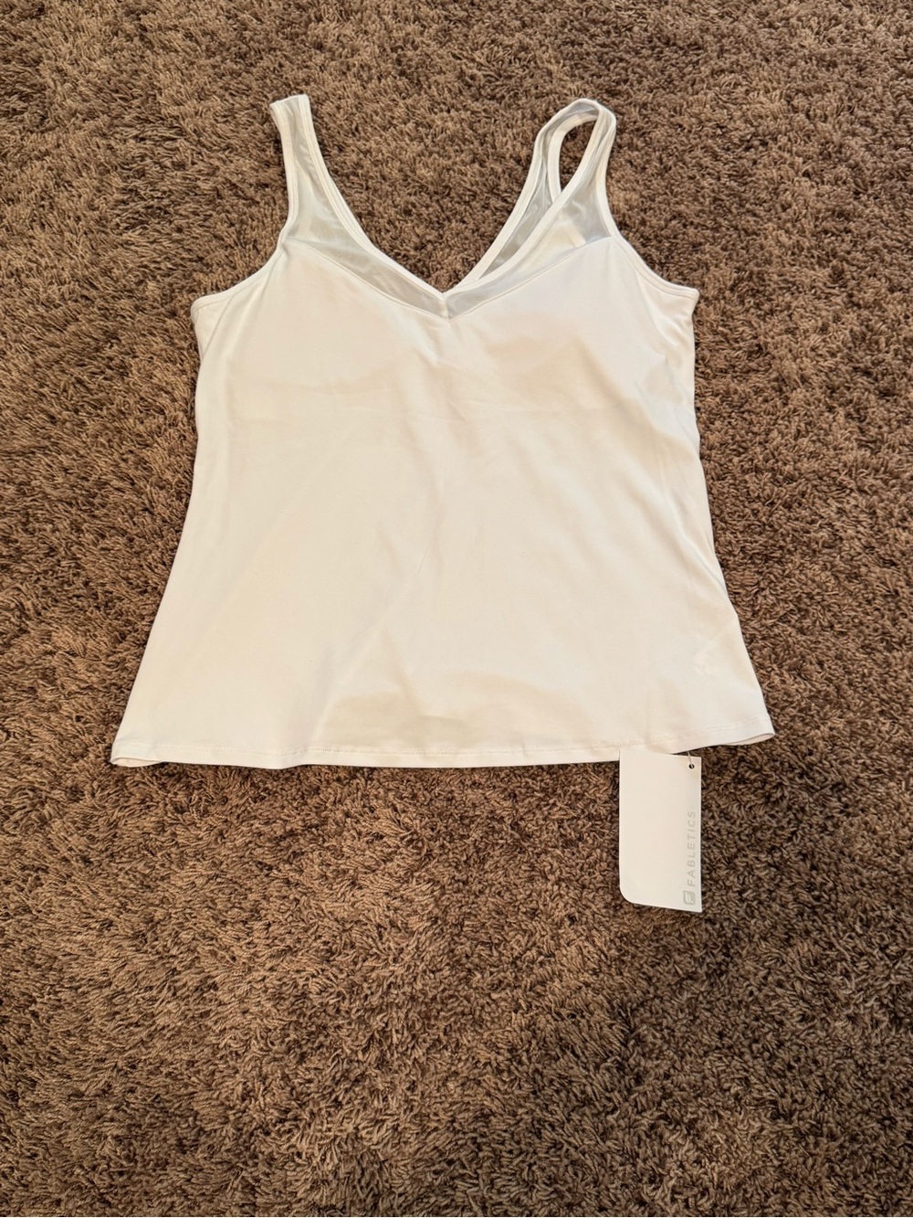 Fabletics White V-Neck Camisole Tank